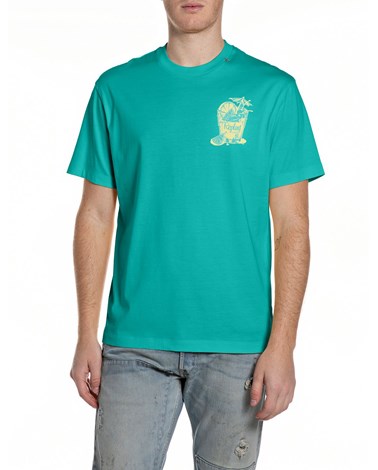 Replay zelena majica s printom koktela