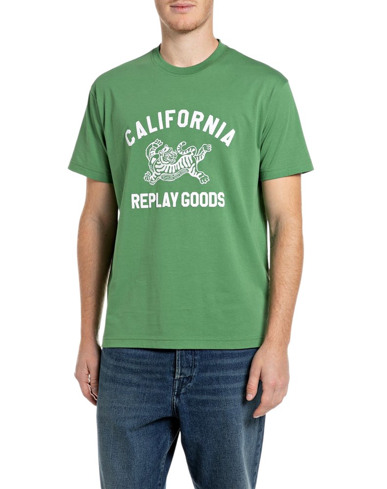 Replay ZELENA PAMUČNA MAJICA S NATPISOM CALIFORNIA REPLAY GOODS - 1