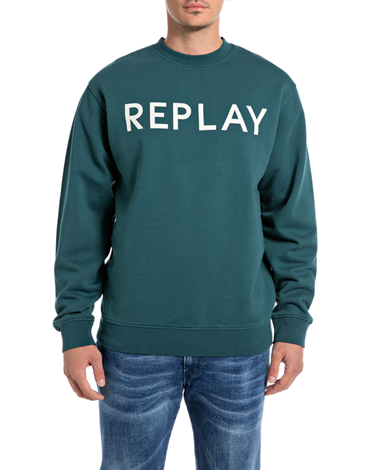 Replay zeleni classic sweatshirt od organskog pamuka