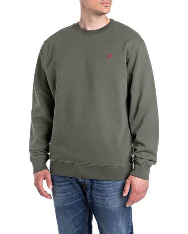 M3106  23808 Replay zeleni basic sweatshirt s crvenim logom Replay zeleni basic sweatshirt s crvenim logom