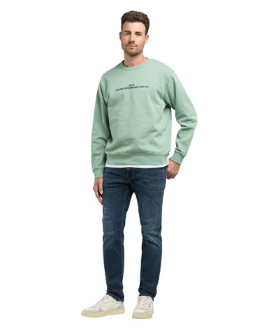 Replay zeleni sweatshirt s izvezenim natpisom