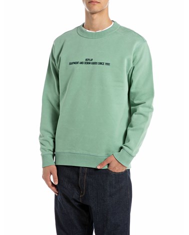 Replay zeleni sweatshirt s izvezenim natpisom