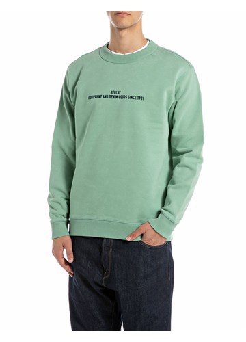 Replay ZELENI SWEATSHIRT S IZVEZENIM NATPISOM - 1