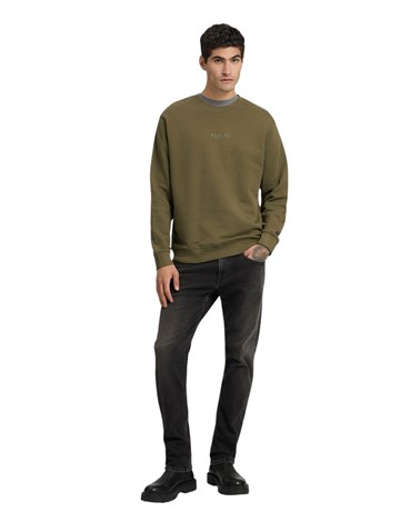 M3187  23802 Replay tamnozeleni sweatshirt s malim replay natpisom Replay tamnozeleni sweatshirt s malim replay natpisom