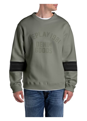 Replay ZELENI SWEATSHIRT S PRINTOM I DETALJIMA NA RUKAVIMA - 1
