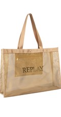 ZLATNA MREŽASTA SHOPPER TORBA S LOGOM - 2