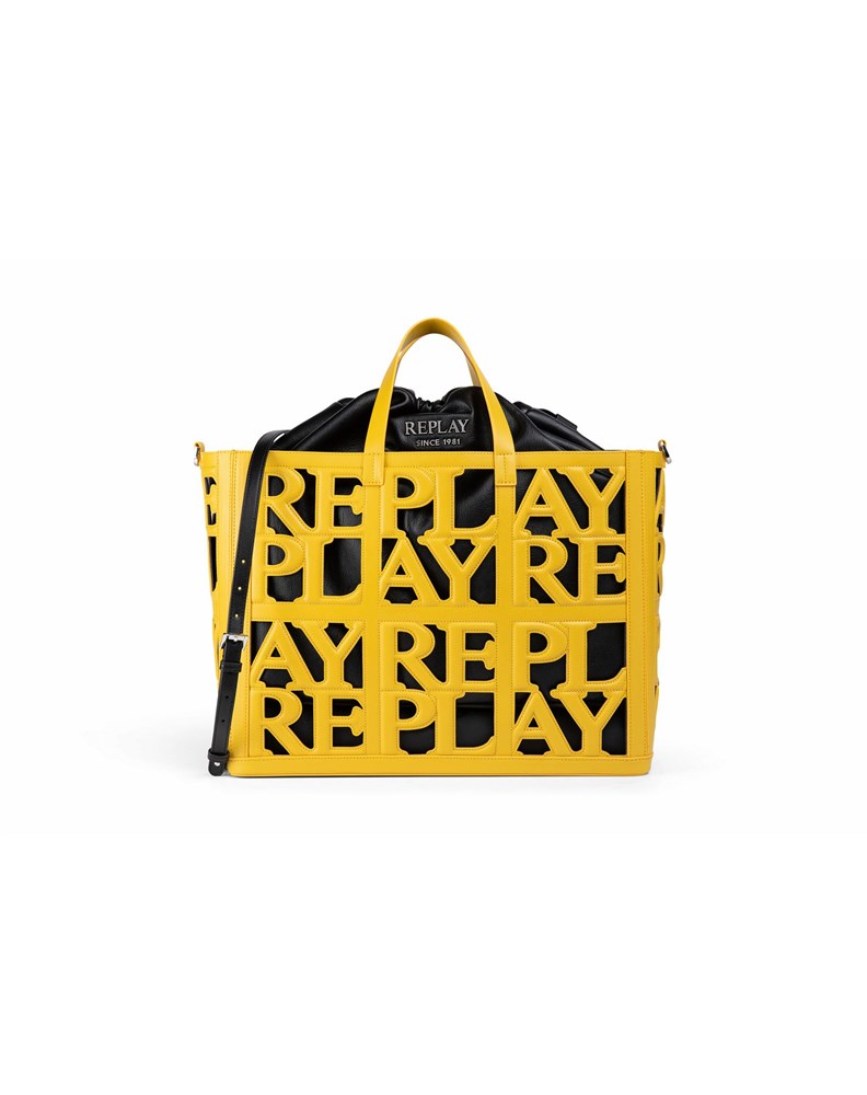 Replay ŽUTA SHOPPER TORBA S PERFORIRANIM LOGOTIPOM I UNUTRAŠNJOM TORBICOM - 4