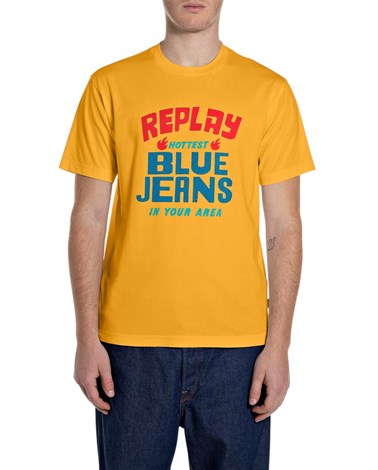 Replay žuta majica s retro logotipom replay blue jeans