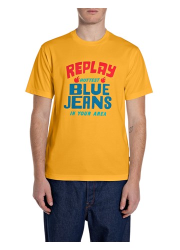 Replay ŽUTA MAJICA S RETRO LOGOTIPOM REPLAY BLUE JEANS - 1