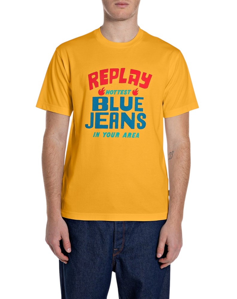 Replay ŽUTA MAJICA S RETRO LOGOTIPOM REPLAY BLUE JEANS - 1