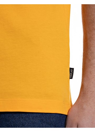 Replay ŽUTA PAMUČNA MAJICA S DŽEPOM I VINTAGE LOGOM - 5