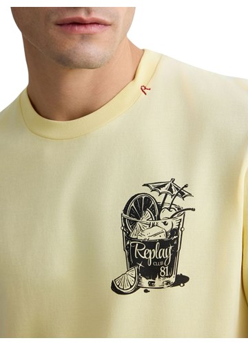 Replay ŽUTA PAMUČNA MAJICA S PRINTOM KOKTELA - 5