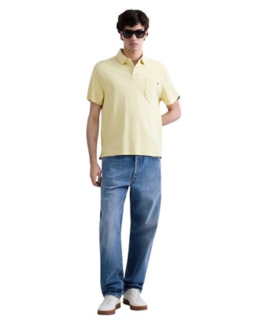 Replay žuta polo majica od žerseja s džepićem i izvezenim slovom r